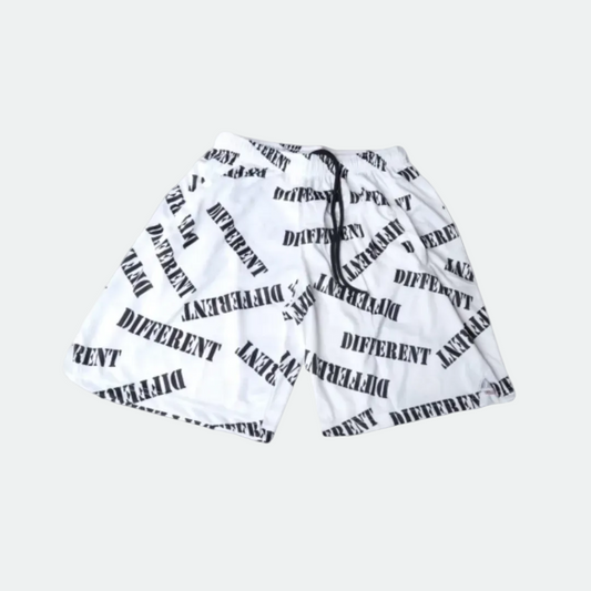 Different All-Over Print Basketball Shorts White & Black